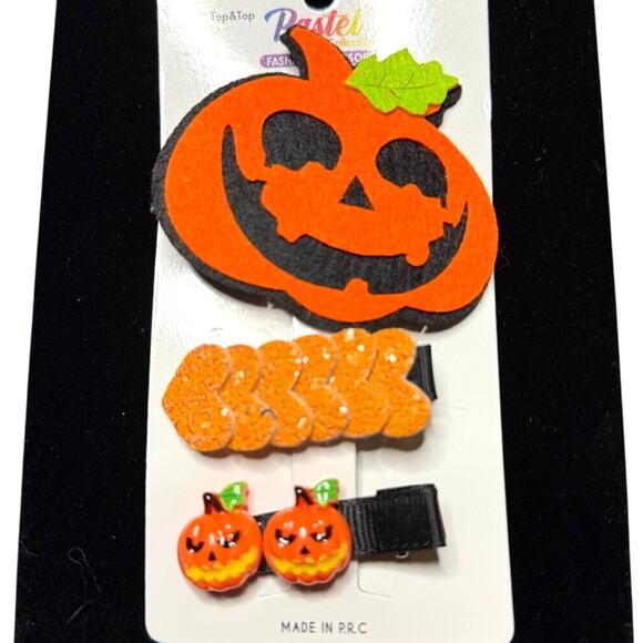 Pumpkin Halloween Hair Accessory NWT 3PC - Picture 1 of 3